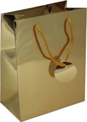Papierová taška 180x230x100mm textilné ušká vo farbe tašky zlatá