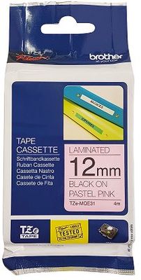 páska BROTHER TZeMQE31 čierne písmo, pastelová ružová páska Tape (12mm)