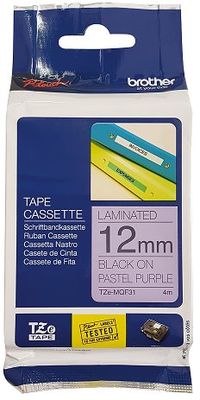 páska BROTHER TZeMQF31 čierne písmo, pastelová fialová páska Tape (12mm)