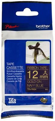páska BROTHER TZeRN34 zlaté písmo, námornícka-modrá stužková páska Tape (12mm)