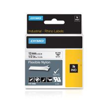 Páska do štítkovača, flexibilná, 12 mm x 3,5 m, DYMO "Rhino", biela-čierna