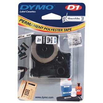 páska DYMO 16959 D1 Black On White Permanent Polyester Tape (12mm)