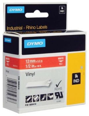 páska DYMO 1805416 PROFI D1 RHINO White On Red Vinyl Tape (12mm)