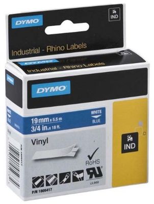 páska DYMO 1805417 PROFI D1 RHINO White On Blue Vinyl Tape (19mm)
