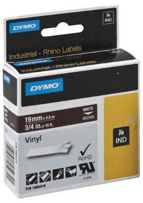 páska DYMO 1805418 PROFI D1 RHINO White On Brown Vinyl Tape (19mm)