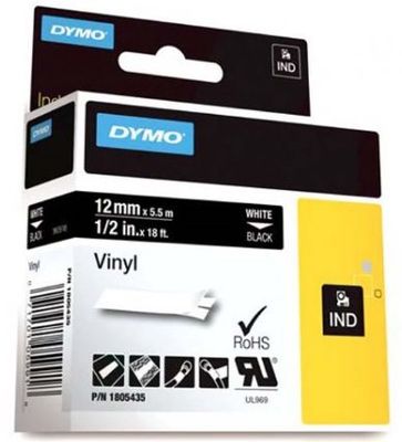 páska DYMO 1805435 PROFI D1 RHINO White On Black Vinyl Tape (12mm)