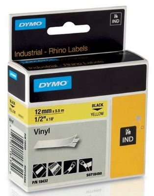 páska DYMO 18432 PROFI D1 RHINO Black On Yellow Vinyl Tape (12mm)