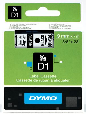 DYMO 40910 D1 Black On Transparent Tape (9mm)