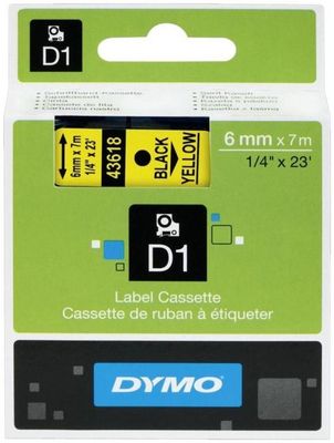 páska DYMO 43618 D1 Black On Yellow Tape (6mm)