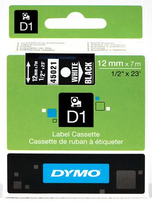 páska DYMO 45021 D1 White On Black Tape (12mm)