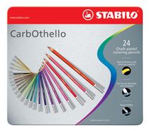 Pastelové ceruzky, sada, okrúhle, kovová krabica, STABILO "CarbOthello", 24 rôznych farieb