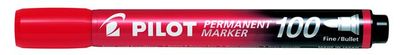 Permanentný popisovač, 1 mm, kuželový, PILOT "Permanent Marker 100", červený
