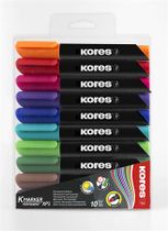 Permanentný popisovač, 3-5 mm, kuželový hrot, KORES "K-Marker", 10 rôznych farieb