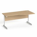 Písací stôl, s oblúkom, pravý,  so sivými kovovými nohami, 160x80 cm, MAYAH 