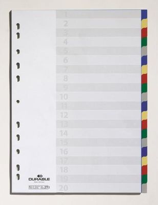 Plastový rozraďovač DURABLE 20-dielny farebný