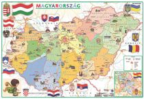 Podložka na stôl, obojstranná, A3,"Gyerek Mo. közigazgatása/Mo. domborza -  Samospráva/Geografická mapa Maďarska