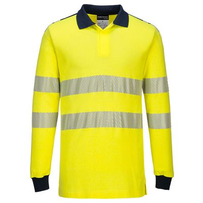 PORTWEST FR702 Polo tričko Hi-Vis FR žltá/námornícka modrá