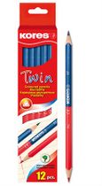 Poštová ceruzka, trojuholníkový tvar, KORES "Twin", modrá-červená, NAHRADA: IK94178R - 12KS/BALENIE