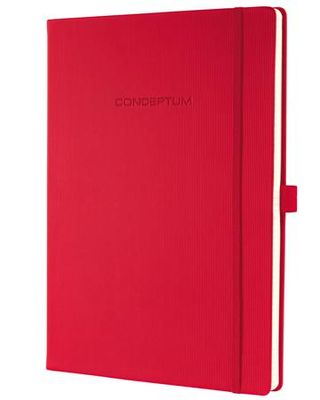 Poznámkový blok, exkluzívny, A4, linajkový, 194 strán, tvrdá obálka, SIGEL "Conceptum", červený