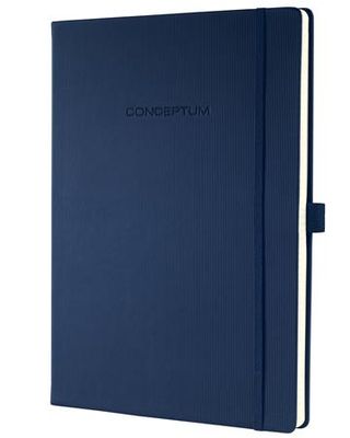 Poznámkový blok, exkluzívny, A4, linajkový, 194 strán, tvrdá obálka, SIGEL "Conceptum", modrý