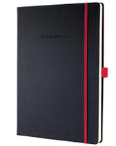 Poznámkový blok, exkluzívny, A4, linajkový, 194 strán, tvrdá obálka, SIGEL "Conceptum Red Edition", čierno-červený