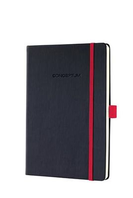 Poznámkový blok, exkluzívny, A5, linajkový, 194 strán, tvrdá obálka, SIGEL "Conceptum Red Edition", čierno-červený
