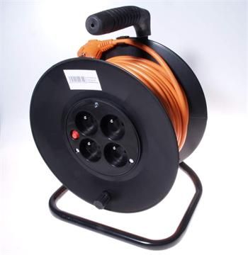 PremiumCord Prodlužovací kabel 230V 50m buben, průřez vodiče 3x1,5mm2, 4x zásuvka