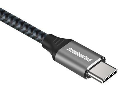 PremiumCord USB-C zahnutý kabel ( USB 3.2 GEN 2, 3A, 60W, 20Gbit/s ) 0,5m, oplet