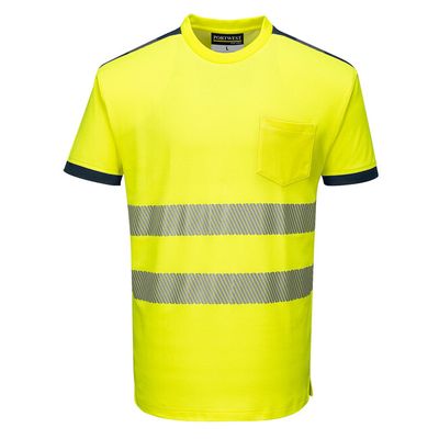 PORTWEST T181 Hi-Vis tričko žltá/námornícka modrá