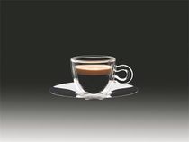 Šálka na espresso, nerezový podnos, dvojité sklo,  "Thermo"  6,5 cl