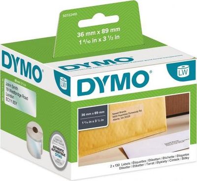 Samolepiace etikety Dymo LW 89x36mm adresné veľké číry plast