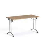 Skladací konferenčný stôl, skladacie kovové nohy, 130x65 cm, MAYAH 