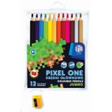 Školské farbičky JUMBO 12ks + strúhadlo, MINECRAFT Pixel One, 312221005
