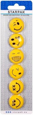 Smile, sada emoji magnetov, 6 ks, žltá