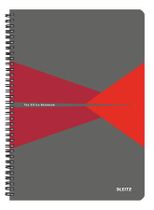 Špirálový zošit, A4, linajkový, 90 listov, laminovaná kartónová obálka, LEITZ "Office", sivý-červený