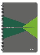 Špirálový zošit, A4, štvorčekový, 90 listov, laminovaná kartónová obálka, LEITZ "Office", sivý-zelený