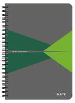 Špirálový zošit, A5, linajkový, 90 listov, laminovaná kartónová obálka, LEITZ "Office", sivý-zelený