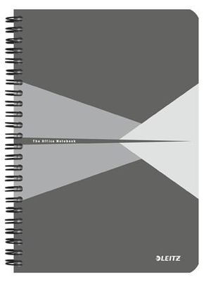 Špirálový zošit, A5, linajkový, 90 listov, laminovaná kartónová obálka, LEITZ "Office", sivý
