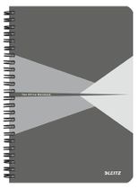 Špirálový zošit, A5, štvorčekový, 90 listov, laminovaná kartónová obálka, LEITZ "Office", sivý