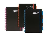 Špirálový zošit, AA, linajkový, 100 listov, PUKKA PAD, "Neon black project book"