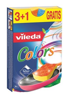 Špongia na riad, 3+1 ks,  VILEDA "Pure Active Colors"