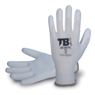TB 500 URETAN rukavice, biele