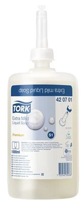 Tekuté mydlo, 1 l, S1 systém, TORK "Premium Soap Liquid Extra Mild", bez vône (420701)