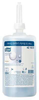 Tekuté mydlo, 1 l, S1 systém, TORK "Premium Soap Liquid Hair&Body" (421601)