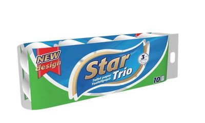 Toaletný papier, 3-vrstvový, 10 kotúčov, "Star Trio"