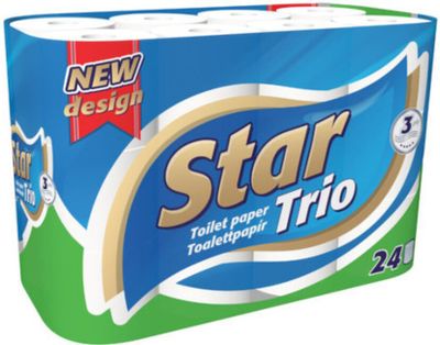 Toaletný papier, 3 vrstvový, 24 kotúčov, "Star Trio"