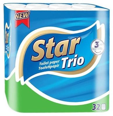Toaletný papier, 3 vrstvový, 32 kotúčov, "Star Trio"