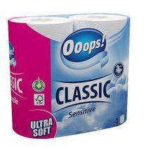 Toaletný papier, 3-vrstvový, 4 kotúče, "Ooops! Classic", sensitive