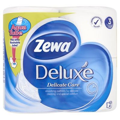 Toaletný papier, 3 vrstvový, 4 kotúče/bal, ZEWA "Deluxe", biely