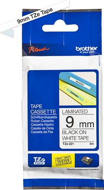 TZE221 BROTHER PTOUCH 9mm WEISS-SCHW